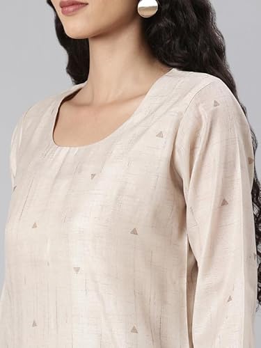NEERU'S Beige Casual Straight Floral Kurta and Trousers with With Dupatta - Image 2