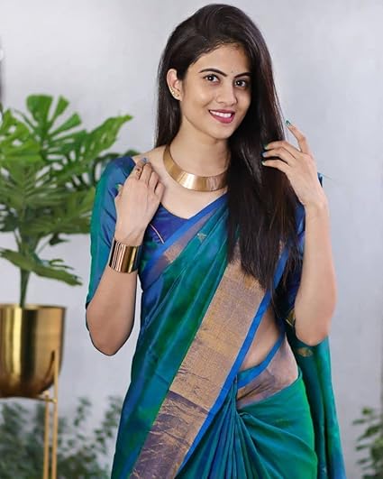 SGF11- Women's Kanjivaram Woven Soft Silk Saree With Blouse Piece - Image 2
