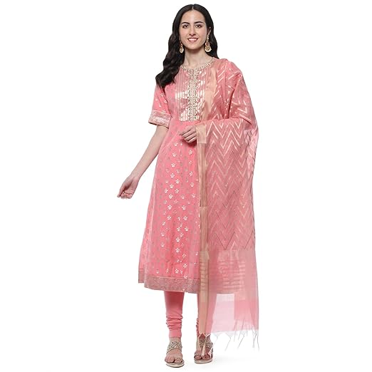 BIBA Women Poly Cotton Straight Suit Set