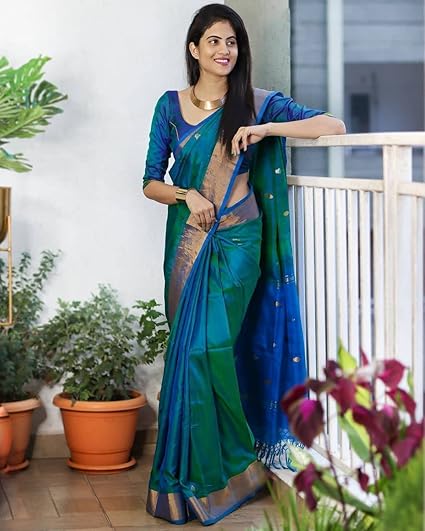 SGF11- Women's Kanjivaram Woven Soft Silk Saree With Blouse Piece - Image 3