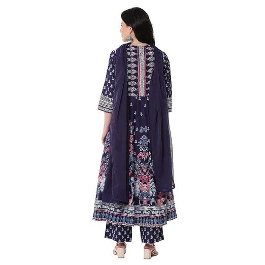 BIBA Women's Cotton Kurta, Bottom, Dupatta - Image 5