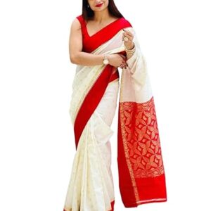 Women's Glory Banarasi Satin Silk Saree With Embroidered Design and Zari Work.