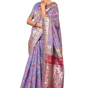 SGF11- Women's Kanjivaram Pure Soft Silk Handloom Saree Pure Golden Zari With Blouse Piece