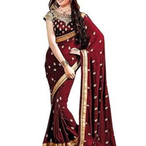 lofy Dove saree mart smart brand Women's Ruffle Saree Lycra Fabric With Blouse Piece