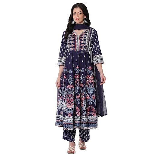 BIBA Women's Cotton Kurta, Bottom, Dupatta