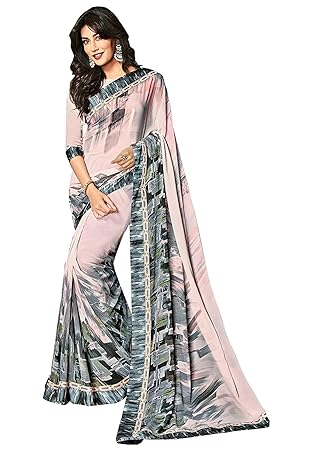 xfinitiveprovisom saree mart smart brand Women's Ruffle Saree Lycra Fabric With Blouse Piece
