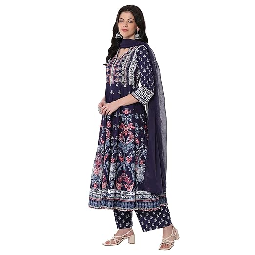 BIBA Women's Cotton Kurta, Bottom, Dupatta - Image 3