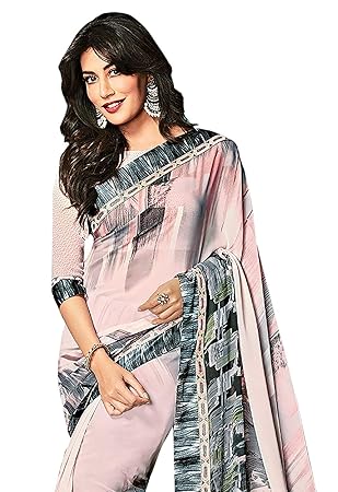 xfinitiveprovisom saree mart smart brand Women's Ruffle Saree Lycra Fabric With Blouse Piece - Image 3