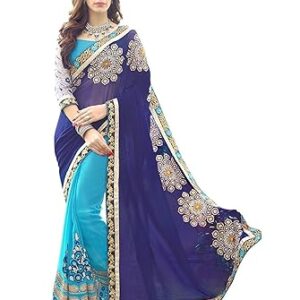 Sebastian care saree mart smart brand Women's Ruffle Saree Lycra Fabric With Blouse Piece