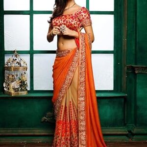 lofy Dove saree mart smart brand Women's Ruffle Saree Lycra Fabric With Blouse Piece