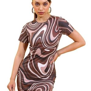 KETCH Women Bodycon Knee Length Regular Fit Printed Short Sleeve Dress