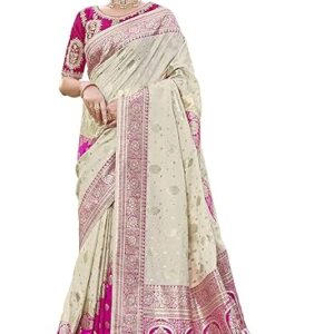 MANOHARI Most Trendy Jacquard Work Woven Saree with Unstitch Blouse Piece