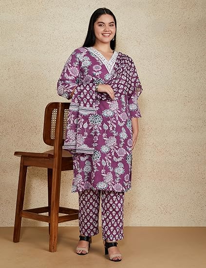 Amazon Brand - Myx Women's Blend Regular Cotton Rich Printed Kurta Pant Set with Dupatta - Image 6